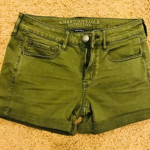 olive green midi shorts